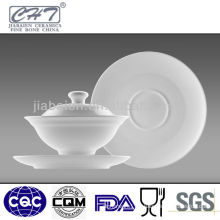 5"White bone china soup bowl with lid